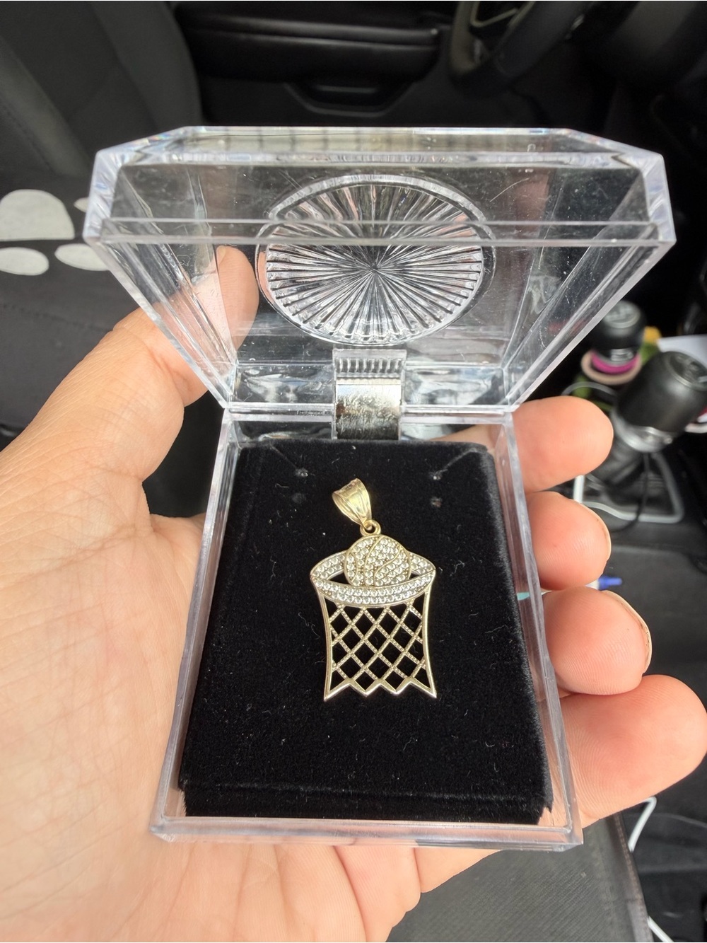Gold Basketball Hoop Pendant Necklace Charm - Gold Color